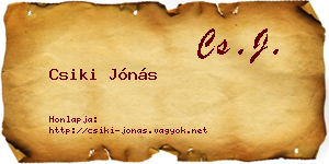 Csiki Jónás névjegykártya